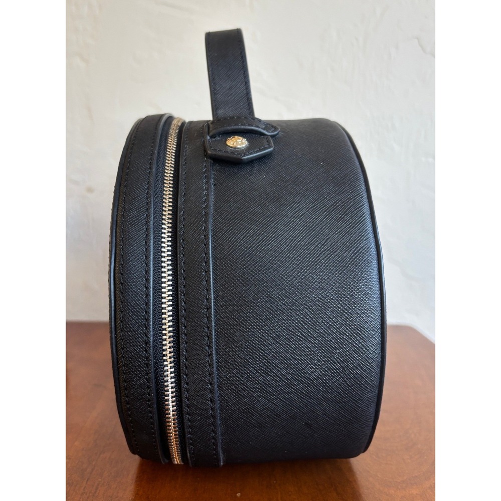 Henri Bendel New York Black Saffiano Leather Vanity Case Cosmetic Travel Bag - Picture 3 of 15